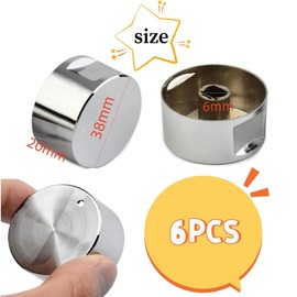6Pcs Metal Gas Stove Knobs, 6mm Cooker Control Switch Knobs with Locks - Kitchen Accessories