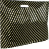 25 Black And Gold Stripe Plastic Polythene Carrier Bags -