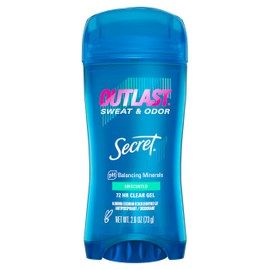 Secret Outlast Antiperspirant Deodorant for Women, Sweat & Odor Protection, PH Balancing Minerals, Clear Gel, Unscented, 2.6 oz (Pack of 6)