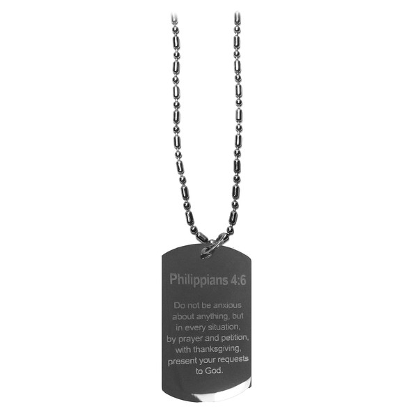 Hat Shark Phillippians 4:6 Bible Verse - Luggage Metal Chain Necklace Military Dog Tag