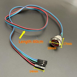 JZK PC Power Switch - Metal Chassis Button for Computer Host, ATX Supply On/Off LED Power Button Cable for DIY Computer Switch (1pcs, 60cm)