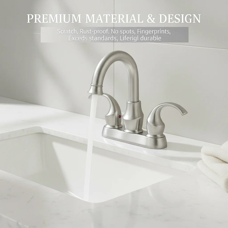 Alloy 4-inch Hot/Cold Double Handle Deck-Mounted Electroplated Modern Brushed Bathroom