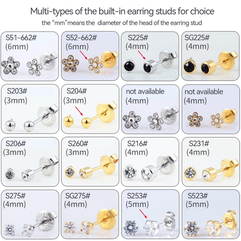 3rd Generation Single-Use Ear Piercer, Spring-Powered Earring Gun with Pre-Cleaned
