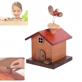 Piggy BankHandmade Solid Wood Cute Little House Piggy Bank Money Saving Bank, Cash Coin Can Money Bank for Kids Practical Gifts for Birthday, Easter,Bedroom Living Room Decoration(16 * 16 * 27cm) - Size: 20*20*30.5cm