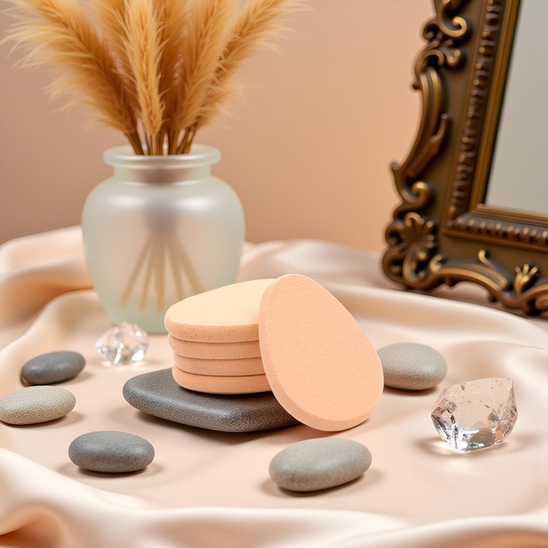 5Pcs Beige Smooth Makeup Sponge Blender Flawless Foundation Powder Puff