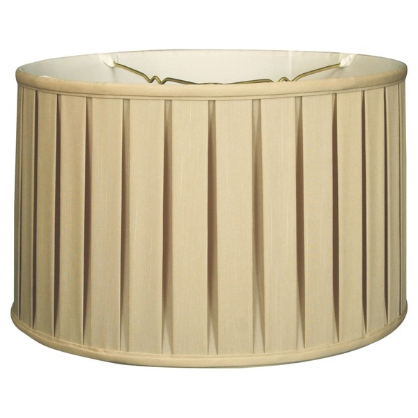 Royal Designs Shallow Drum English Box Pleat Basic Lamp Shade, Beige, 13" x 14" x 9, BS-748-14BG