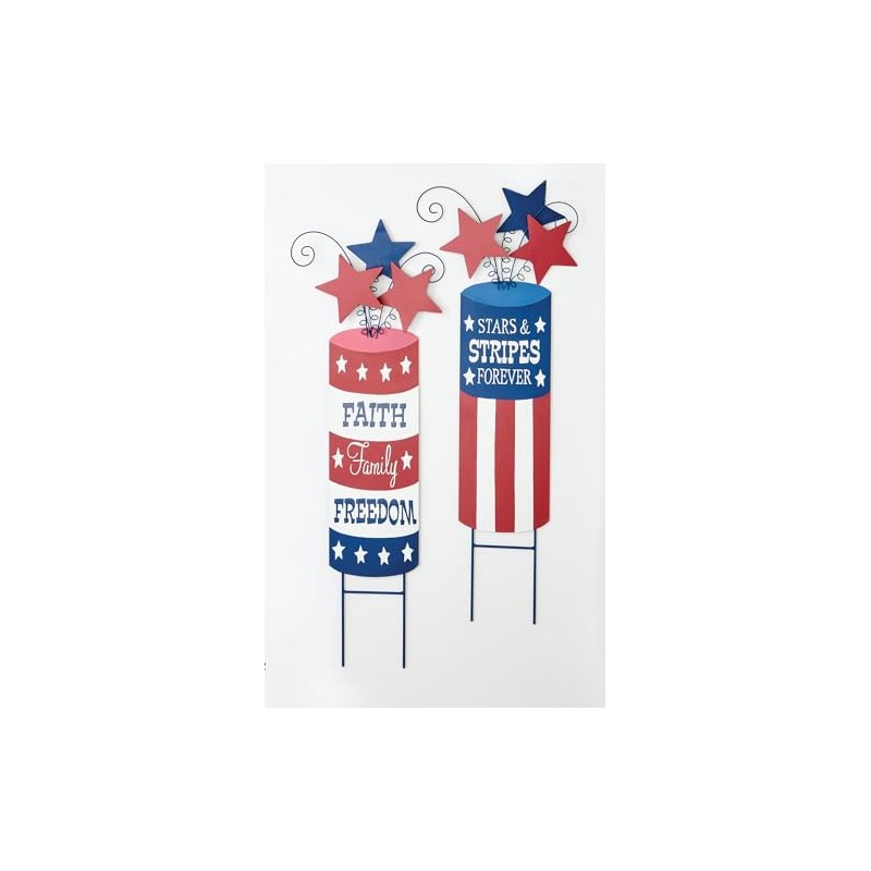 Worth Imports 32" Metal July 4th Patriotic Firecracker Stars, Set