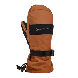 Carhartt Kids' Waterproof Insulated Gauntlet Mitt, Brown/Black, Medium