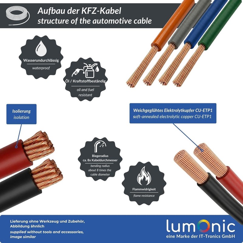 FLY Vehicle Cable 10 m Red 4 mm² Round Car