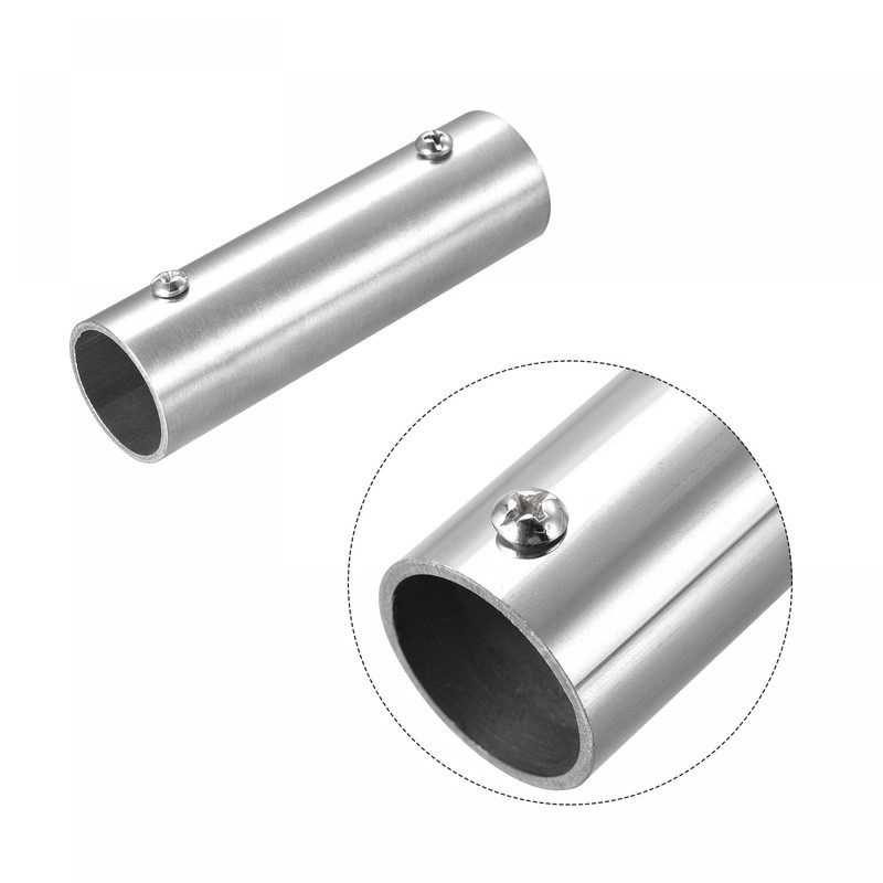 uxcell Rail Pipe Fitting 2-Way 100mm Length 202 Stainless Steel