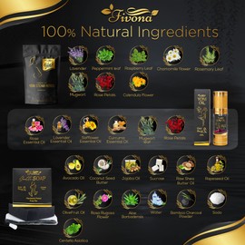 Fivona Yoni Care Kit 5 in 1 Feminine Steaming Set Includes Natural Oil Blend, Sitz Bath Seat, V Steaming Herbs, Herbal Soap and Storage Bag - Effective Detox pH Balance Cleansing and Moisturizing