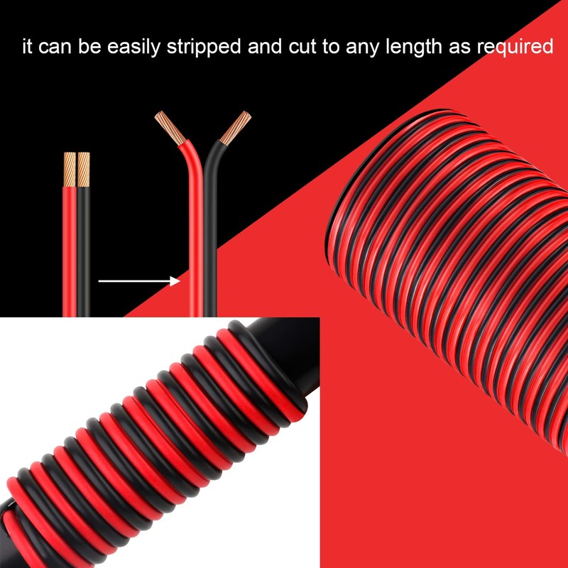 VIABRICO 18Gauge 200FT Electrical Wire Cable 2 Conductors Red Black