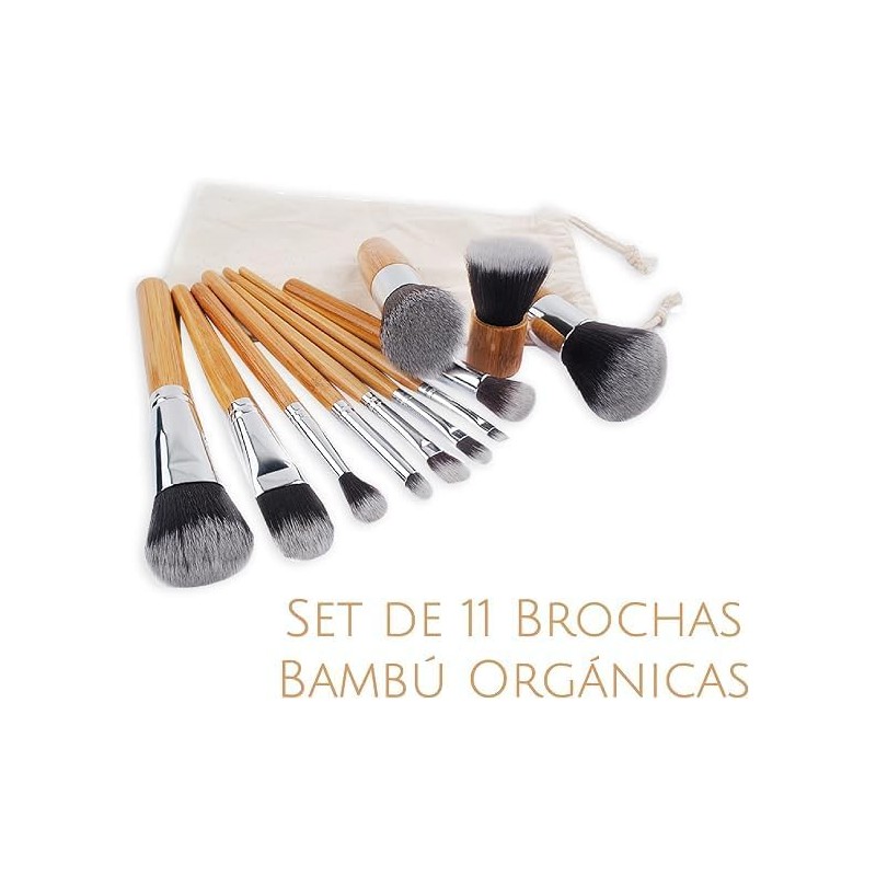 Set Brochas de maquillaje bambu orgánicas estilo Kabuki ecologicas para