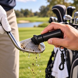 Portable Golf Club Cleaning Brush for Groove Cleaning – Push-Type Water Dispenser for Easy Club Maintenance on the Golf Course