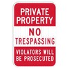 4-Pack Large Private Property No Trespassing Signs, Violators Will Be