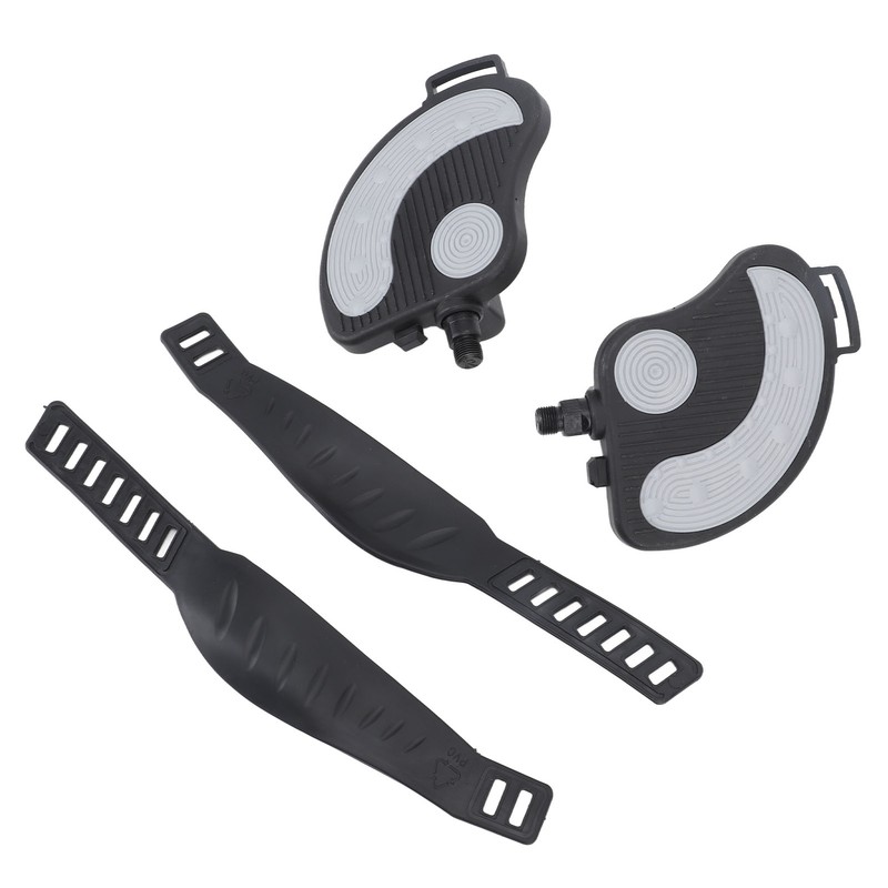 2PCS Exercise Bike Pedals with Straps PP PVC Stainless Steel