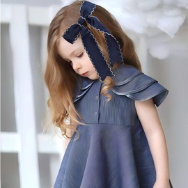 NCMAMA 2PCS Navy Bows for Girls Grosgrain Ribbon Alligator Hair Clips Hair Barrettes Hair Accessories for Girl Teens Kids Toddler with Long Tail