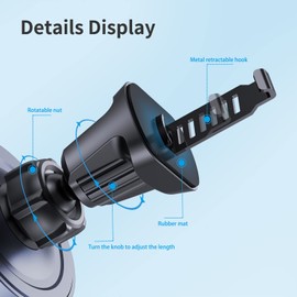 Clip de ventilación universal para soporte de coche, soporte de teléfono de coche y cargador de coche inalámbrico para rejillas de ventilación verticales y circulares, gancho largo [0.67 pulgadas de diámetro]