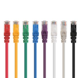 Cable Matters Cable Ethernet Cat5e Corto sin enganches Combinado de 8 Colores (Cable Cat5e, Cable Cat 5e) 7 pies