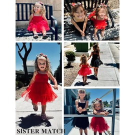 Arshiner Toddler Girl Tutu Dress Red Tulle Tea Party Dress Up Dresses 4t Ruffle Hem Cami Dress Christmas Outfit