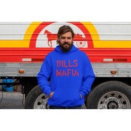 Expression Tees Hoodie Distressed Bills Mafia Red Print Adult Large Royal Blue