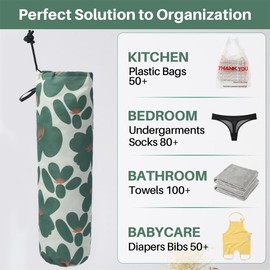 Plastic Bag Holder, Lightweight Grocery Bag Holder for Plastic Bags, Wall Mount Plastic Bag Storage Organizer, Reusable Shopping Bag Holder Dispenser for Kitchen Pantry Outdoor (Dark Green)