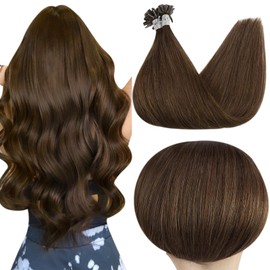 Full Shine U Tip Hair Extensions Real Human Hair Chocolate Brown Keratin Tip Hair Extensions Remy Hair Fusion Extensions Nail Tip Hair Extensions 14 Inch 40g 50 Strands