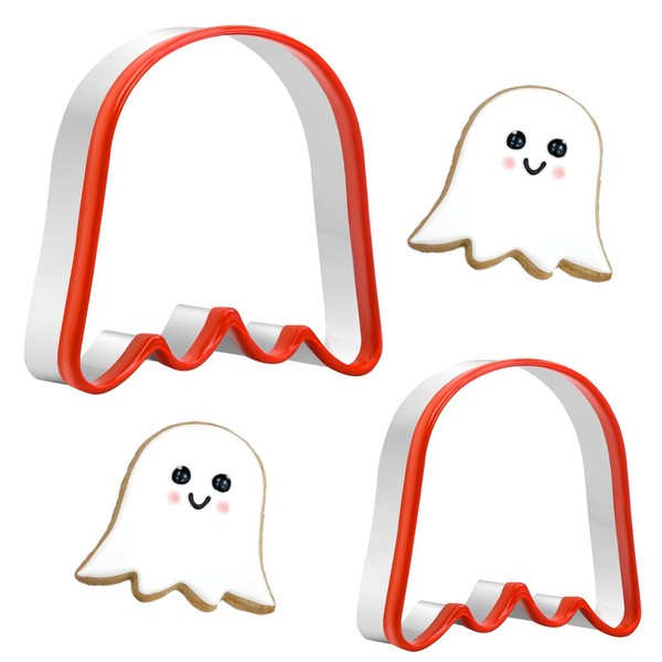 Set of 2 Halloween Ghost Cookie Cutters Set, Stainless Steel,