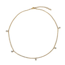 Dcfywl731 Gold Beaded Necklace for Women Shiny Rhinestone Necklace Dainty Choker Necklace Jewelry Birthday Gift