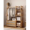 Colourtree Bamboo Garment Rack with Shelves & Hooks – Freestanding