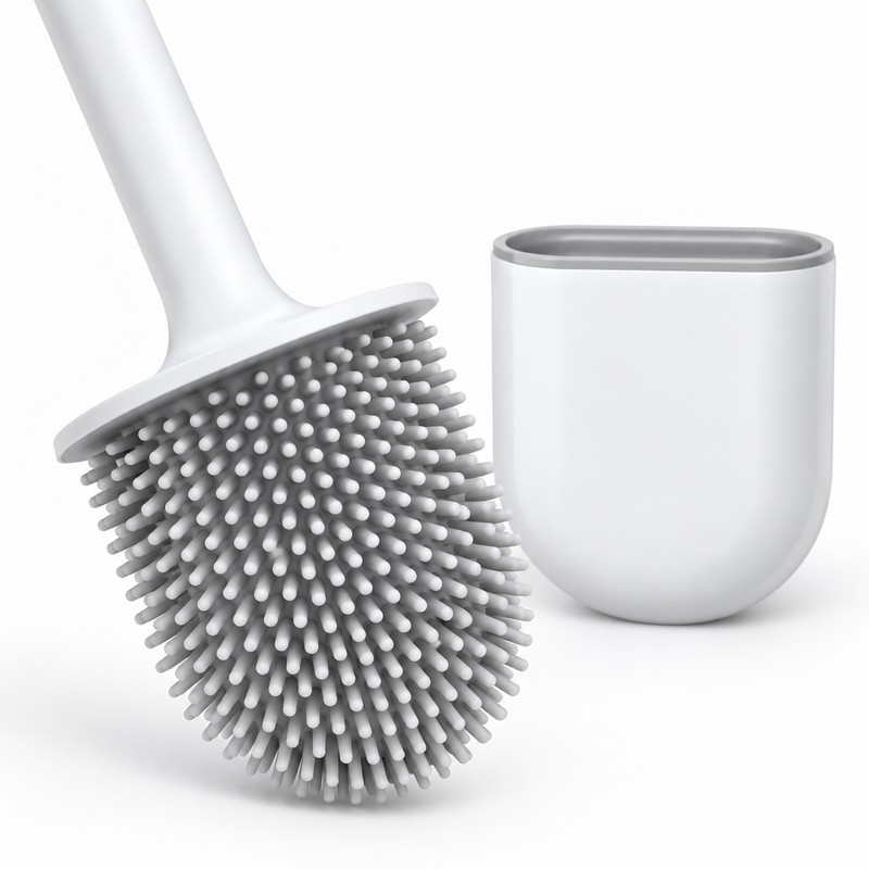 Long Handle Toilet Brush for Bathroom Cleaning – Wall-Hanging Silicone