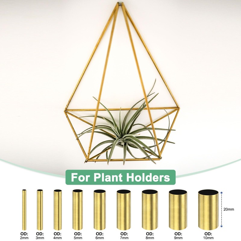 M METERXITY 10-Pack 30mm Brass Round Tubes, 2mm Outer Diameter
