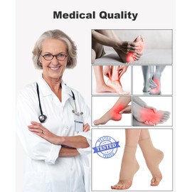 2 Pairs Ankle Medical Compression Stockings Men & Women 20-30 mmhg, Support Stockings, Compression Socks for Swelling, Plantar Fasciitis, Sprain, Neuropathy, Sports (Black + Beige, M)