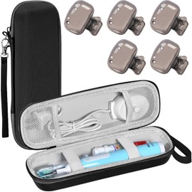 Estuche para Cepillo de Dientes Eléctrico,con 5 Fundas Protectoras,Material EVA Impermeable, Portátil con Asa,Bolsillo para Cable y Pasta de Dientes, Almacenamiento Multifuncional