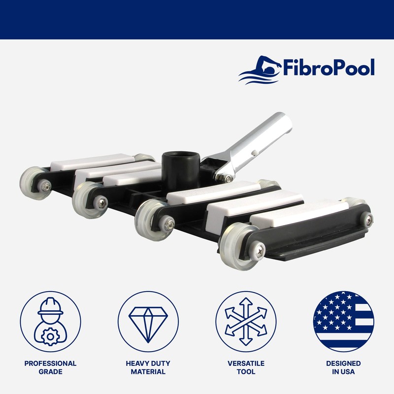 FibroPool Professional-Grade Flexible Pool Vacuum Head - Extra-Wide, Weighted Design