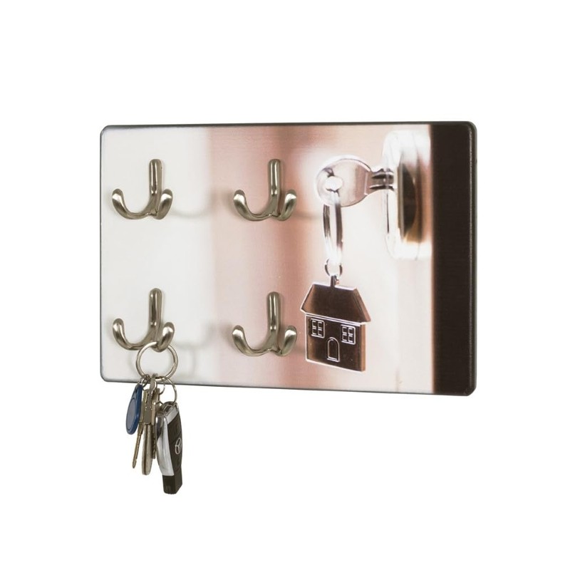 HAKU Möbel Key Holder Stainless Steel Look MDF Metal Dimensions