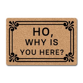 NICESIR Welcome Mat Ho Why is You Here Funny Doormat for Home Entrance (23.6 X 15.7 inch) Polypropylene Fabric Top with Rubber Back Doormat for Front Door Indoor Outdoor Rug