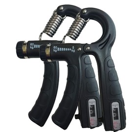 PCSCER 2 Pack Hand Grip Strength Trainer for Muscle Building with Counter, Adjustable Resistance 10-130 lbs, Wrist Forearm strengthener Finger strengthener (Black)