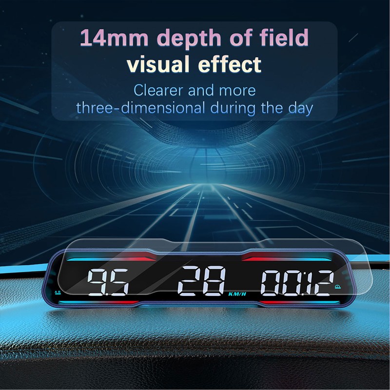 7 Inch Car LED HUD Display Time Speedometer Display Over