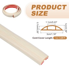 PATIKIL Floor Cord Cover 1.2 in x 3.3 Ft, Self Adhesive Cord Hider Floor Power Cord Protector Extension Cable Management Cable Recess for Offices Exhibitions, Maple Wood Grain