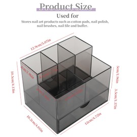 BQAN Nail Desk Organizer For Nail Tech, Nail Brush Holder Professional Nail Storage For Nail Lover (Black)