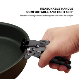 CHICIRIS Hot Plate Gripper, Clip Pans, Hot Pot Tongs, Pan Bowl Gripper Clips, Aluminum Alloy Anti Scalding Retriever Tongs, Portable Cookware Holder Clamps for Camping, Home (Grey)