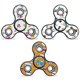 3 Pack of MightySkins Vinyl Decal Skins Compatible with Fidget Spinner Set 44 | Protective Sticker Wrap for Three-Bladed Fidget Toy Fydget | Easy to Apply Cover | Low Grip Adhesive Removes Clean