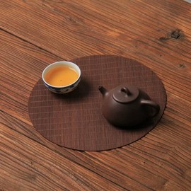 Dining Table Placemat, Heat-Resistant Place Mat Stain Resistant Anti-Skid Washable Bamboo Table Mat Placemat Kitchen Table mat… (Dark Drown(Round))