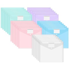 Pack of 30 A4 Document Wallets, Waterproof Document Folders, A4 Portfolio Folders with Label Pocket, Colourful Folders for Documents Organising, Office Supplies, Homework