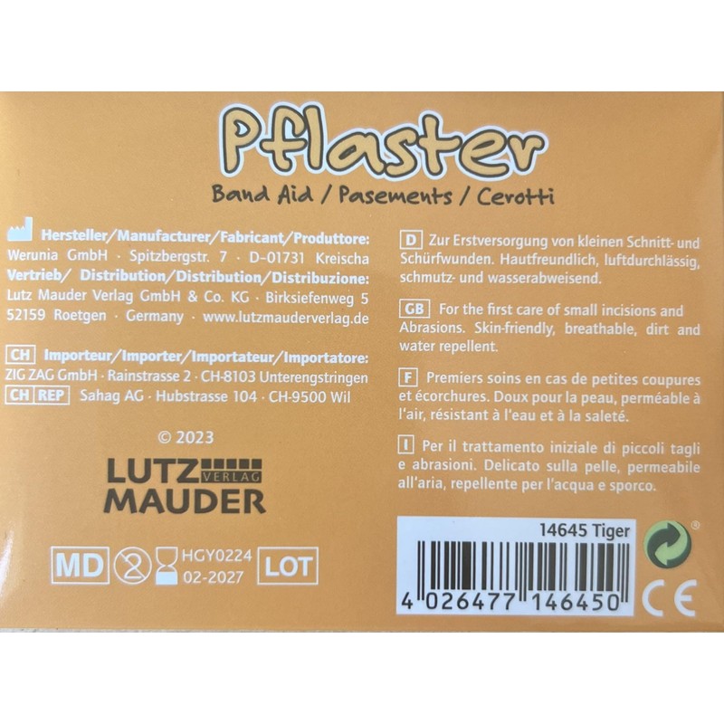 Lutz Mauder 14645 Children's Plasters Sweet Tiger Pack of 10