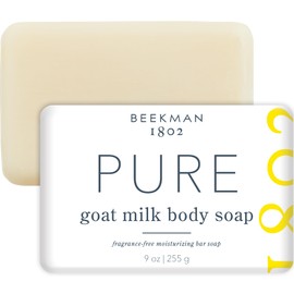 Beekman 1802 Goat Milk Soap – Moisturizing Hand & Body Soap Bar with Shea Butter & Botanical Oils, Triple-Milled, Non-Drying, Made for Sensitive Skin, Fragrance Free 9 oz