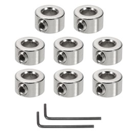 sourcing map Bore 6 mm Shaft Collar 13 mm OD 8 mm Thickness Carbon Steel Landing Gear Stopper Wheel Collar with Set Screw & 2 Hex Wrench for Machine Tools Industry (Silver Tone, Pack of 8)