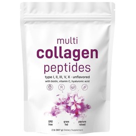 Multi Collagen 2 lb Powder with Hyaluronic Acid, Vitamin C - Edible Supplement, Unflavoured Collagen Peptides for Hair & Nail Care Dietary Beauty,Edible, Healthcare Fitness,Nail supplements,Fitness,Healthcare