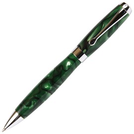 Lanier Tuscany Ballpoint Pen – Green & Black Marbleized Gloss Body with Chrome Accents, Twist Action, and Smooth Medium 0.7mm Parker Style Refill